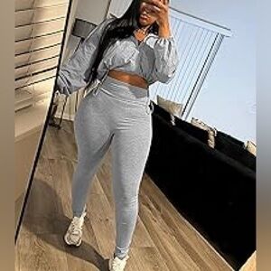 Stylish Gray Women's Legging Set